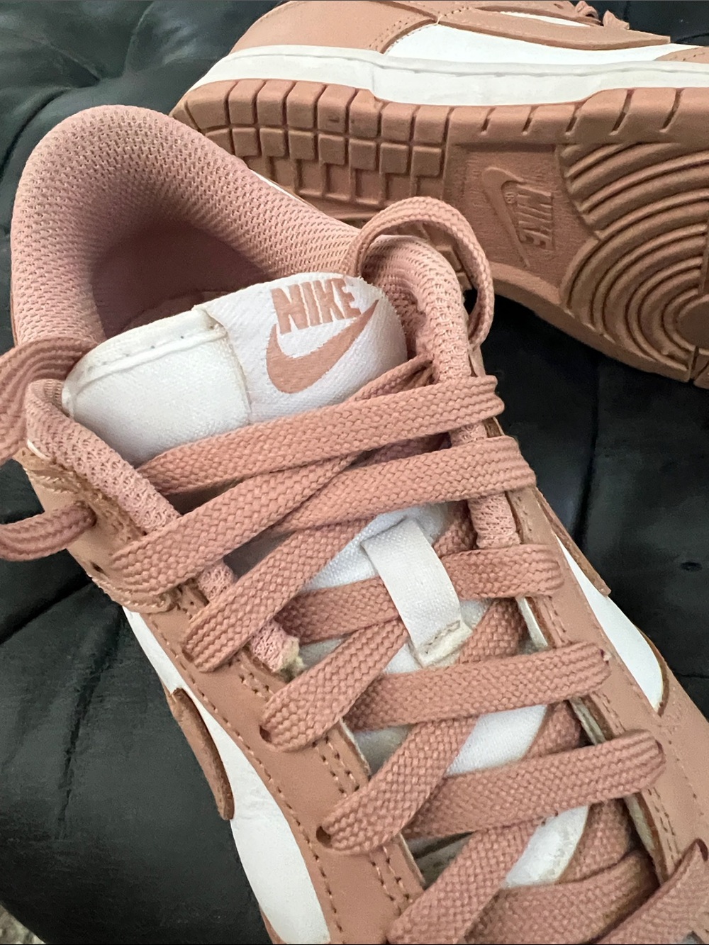 Nike Women’s Rose/White Dunk Low-Top Sneakers - Picture 6 of 8
